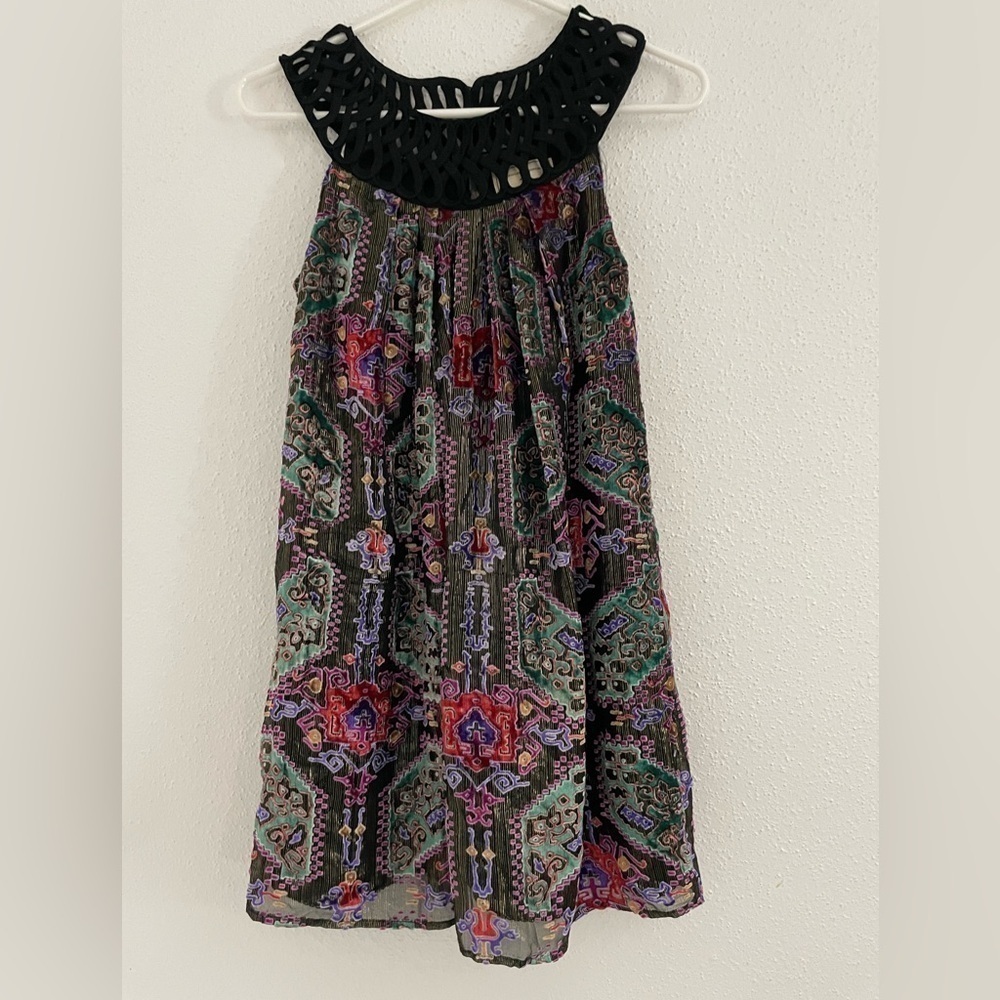 Moulinette Soeurs Anthropologie Linnea Burnout Velvet Metallic Dress Size XXSP